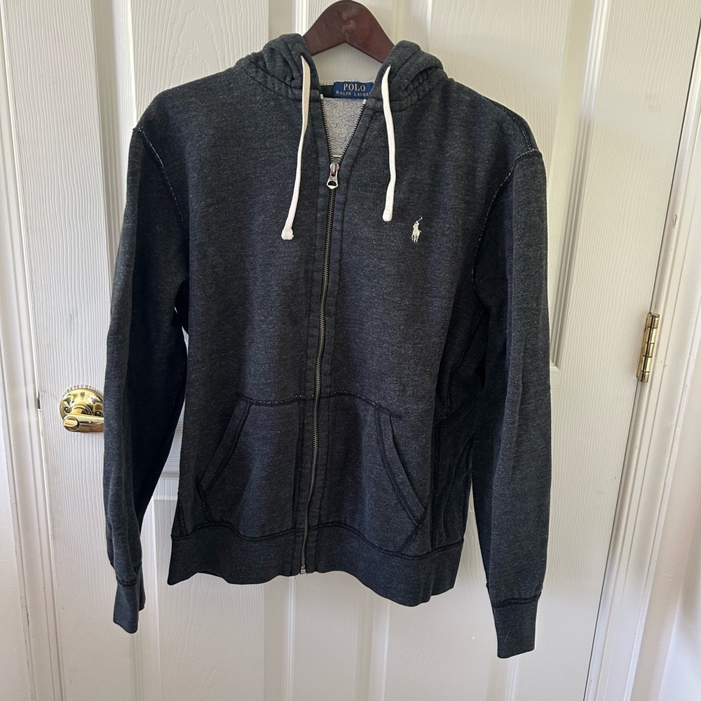 Polo Ralph Lauren Men’s Dark Gray Zip Hoodie - Size L